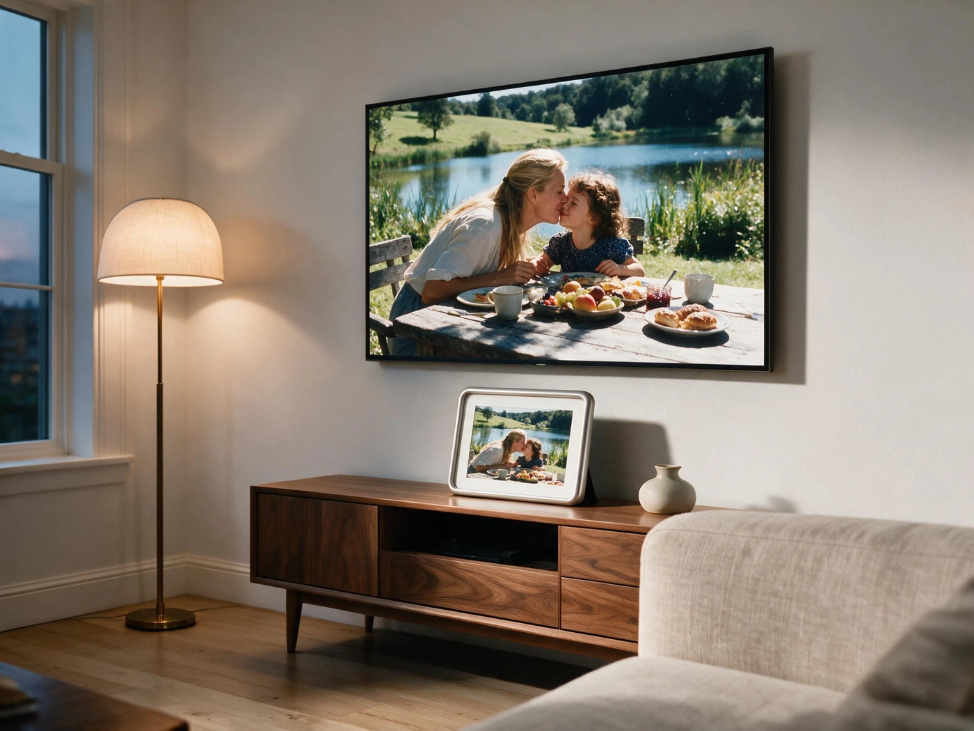 The family slideshow cast to the living-room TV